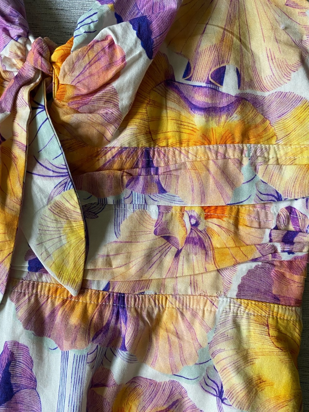 Anthropology Cecilia Pettersson Floral Tie-Front Sundress in Yellow & Purple - Picture 7 of 12